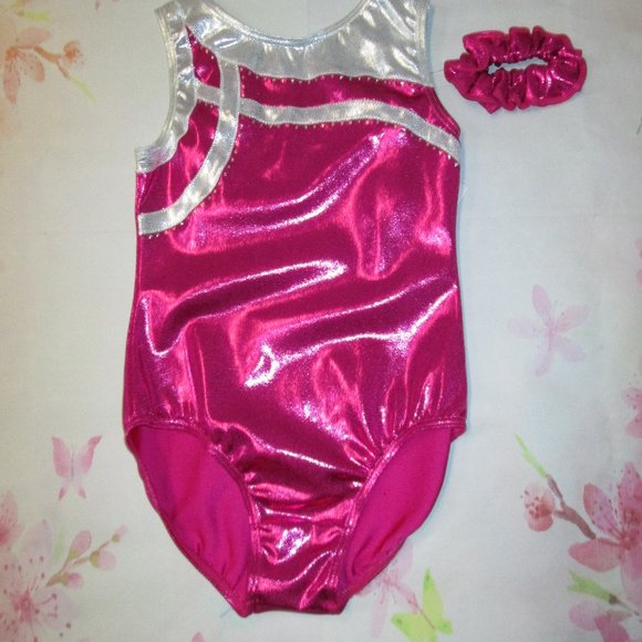 Leotard New Size MC 8-10 or LC 12-14 Gymnastics Blue Pink Metallic Balera - Picture 3 of 8